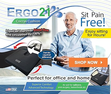 Coccyx cushion  Pain relieve seat pillow with rear cut