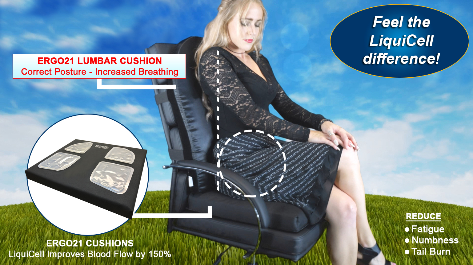 Excellent Gel Seat Cushions LiquiCell Increases Blood Flow 150 for Office Car Wheelchairs Ergo21