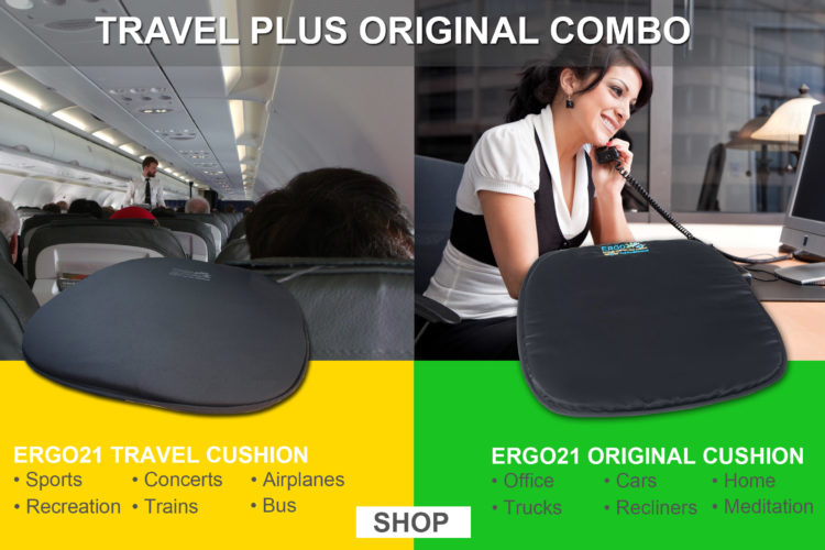 Ergo21 Travel and Original Seat Cushion Combo