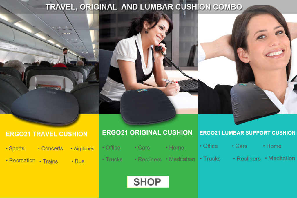 Ergo21 Travel, Original and Lumbar Seat Cushion Combo