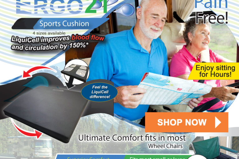 Excellent Seat Cushion - Spine Surgeries, Spinal Stenosis, Sciatica - 150%  Blood Flow - LiquiCell Membrane Technology - Ergo21