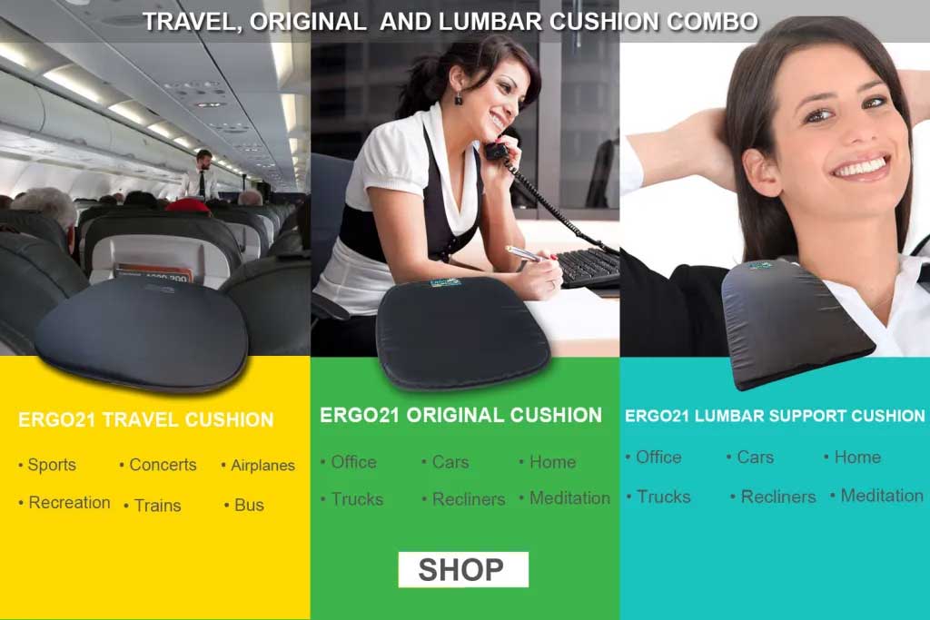 Ergo21 Travel Seat Cushion for Airplane, Car, Truck, Long Flights & Drive |  Must Have Travel Accessories for Long Trips | Foldable Butt Pillow for