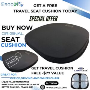 Everlasting Comfort Office Chair Seat Cushion and Lumbar Support Pillow  Combo, Gel Infused (Black) 